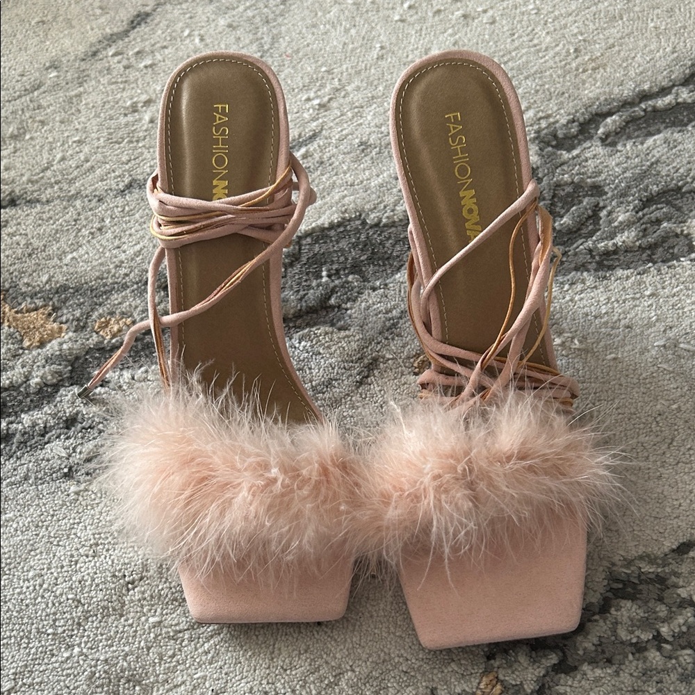 Fashion Nova Blush Furry Heels